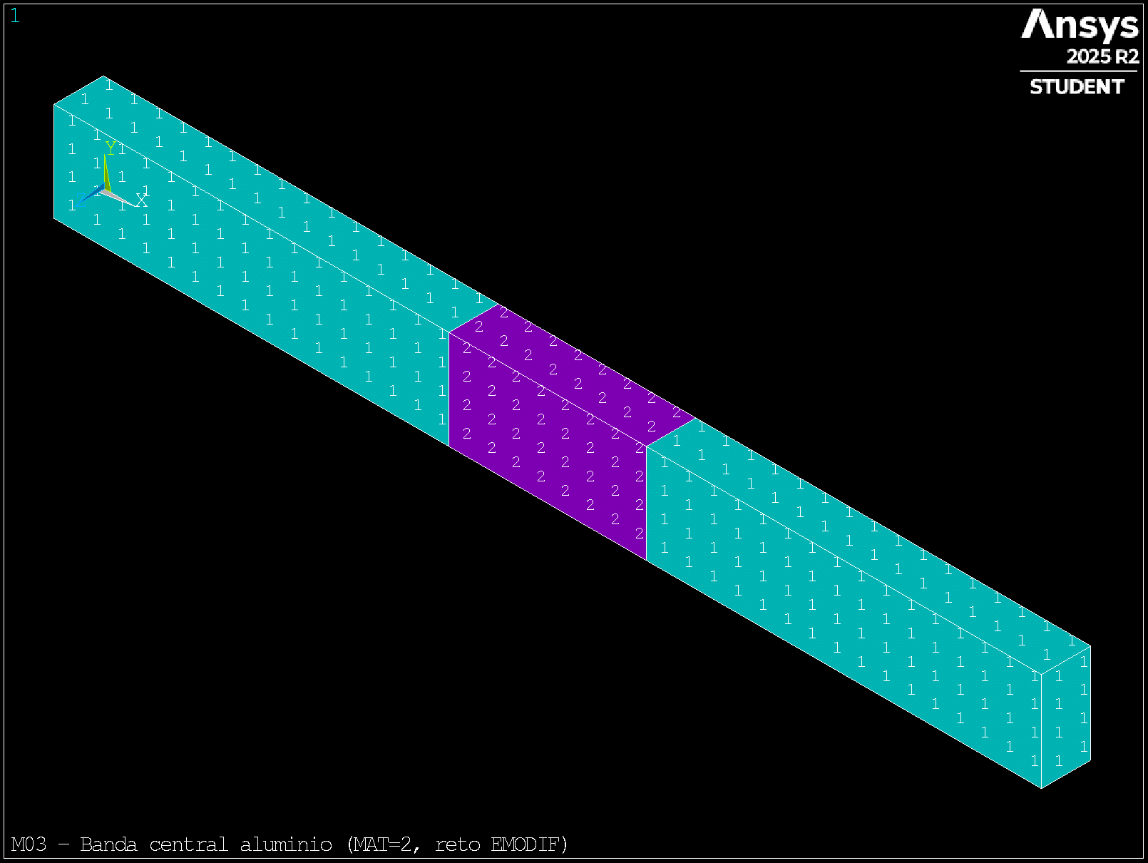 Banda central con MAT=2 aluminio tras EMODIF en mid_elems