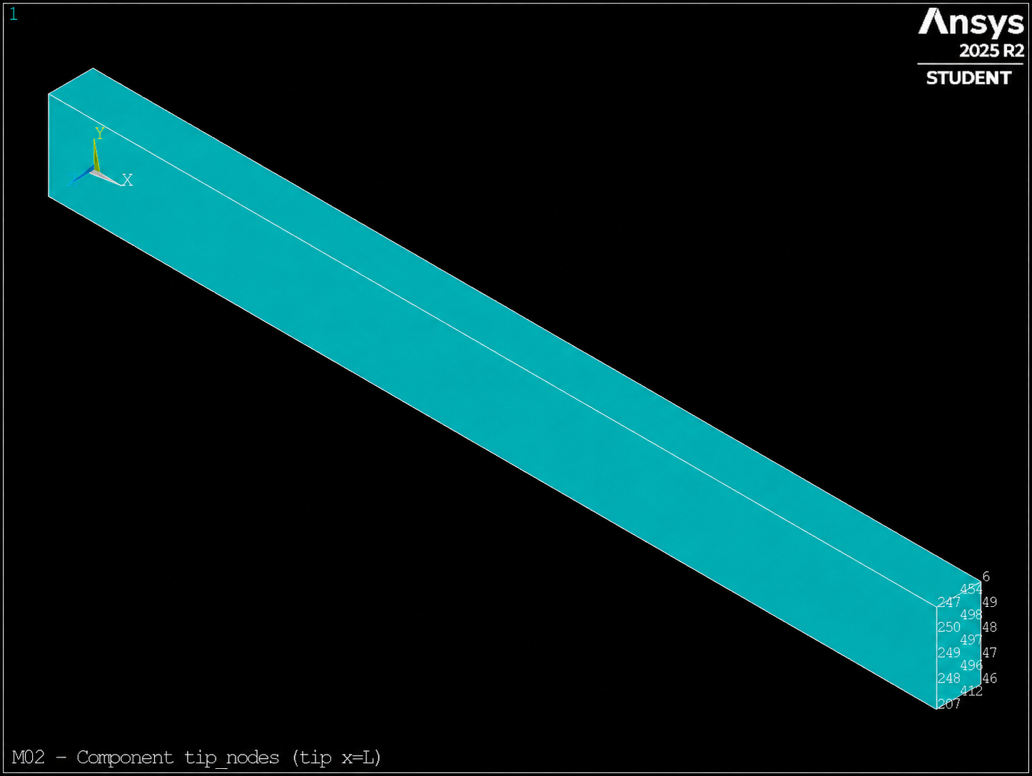 Tip_nodes component selected with local system 11 at tip