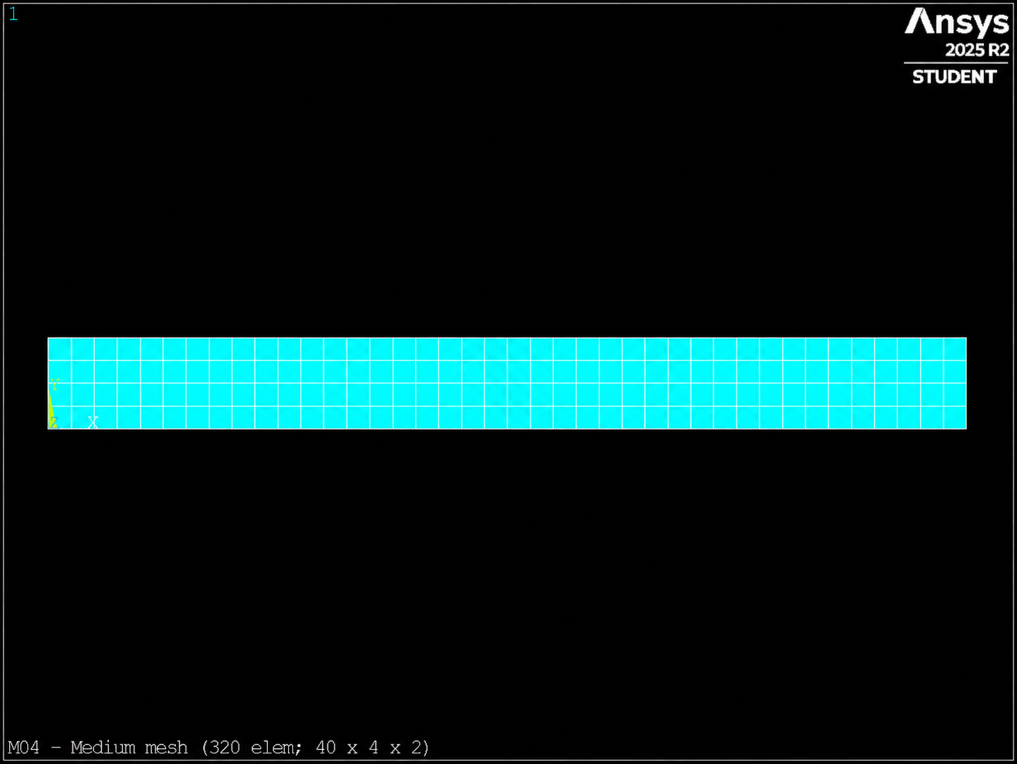 Medium MAPDL mesh 40 by 4 divisions on the L by H face