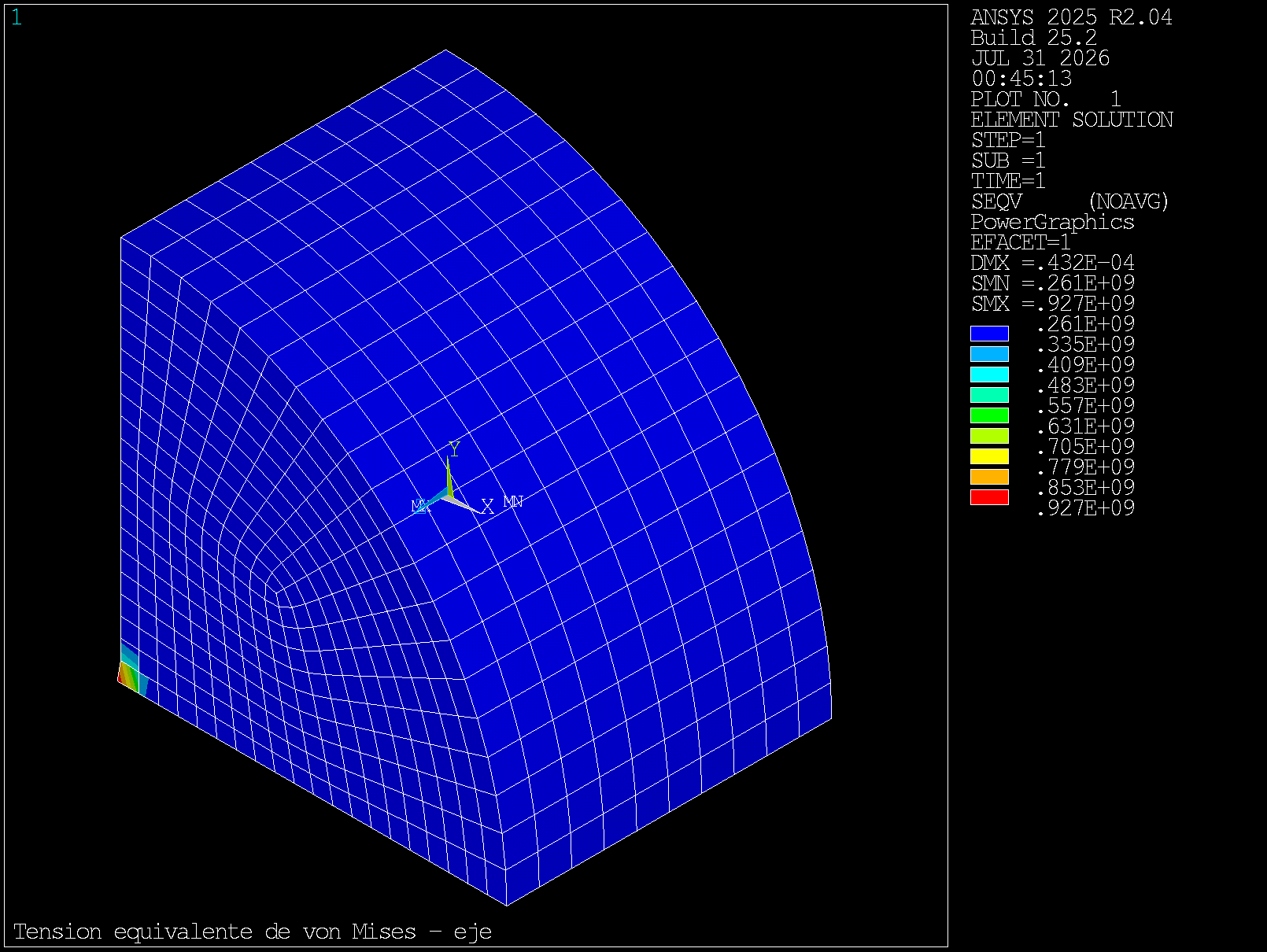 von Mises stress in the shaft